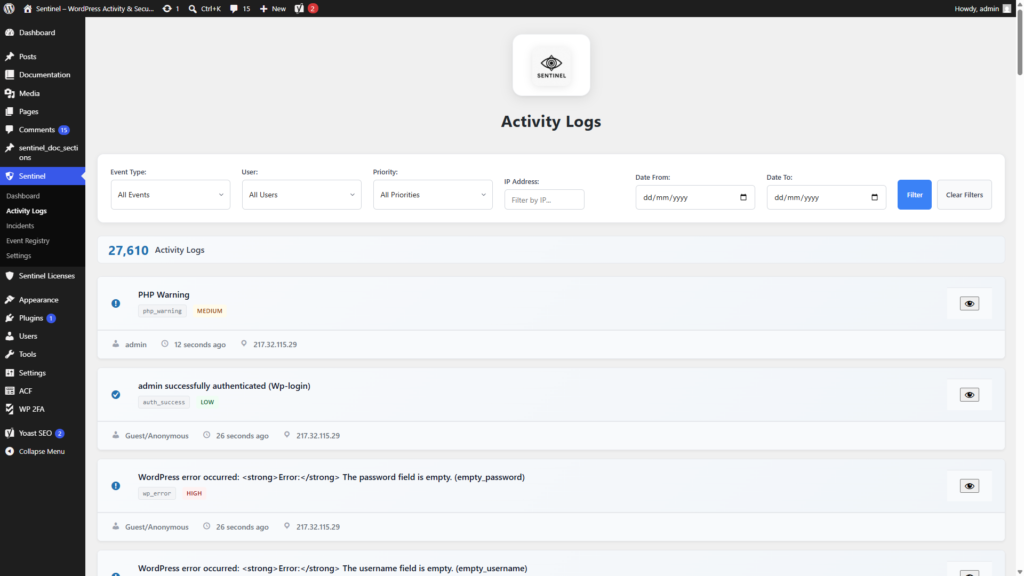 Activity logs
